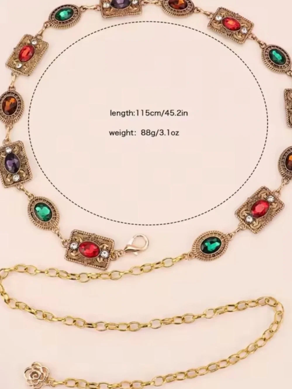 Gold-tone Multi Gem Chain Waist Belt - Women's White Outfit Accessory